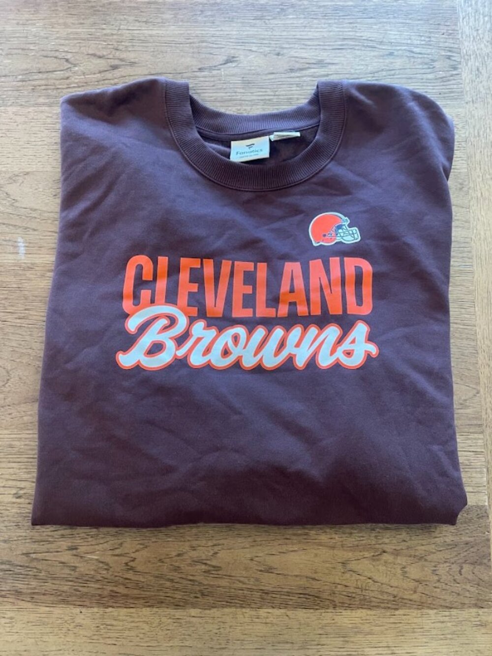 Fanatics Brown Logo Plus 4X Cleveland Browns Crew Neck Pullover Sweatshirt